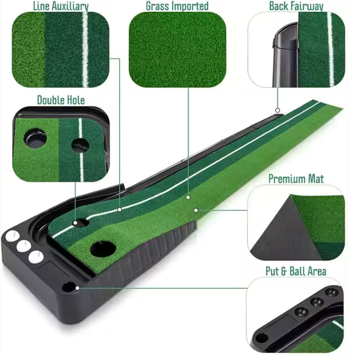 Putting Mat with Auto Ball Return